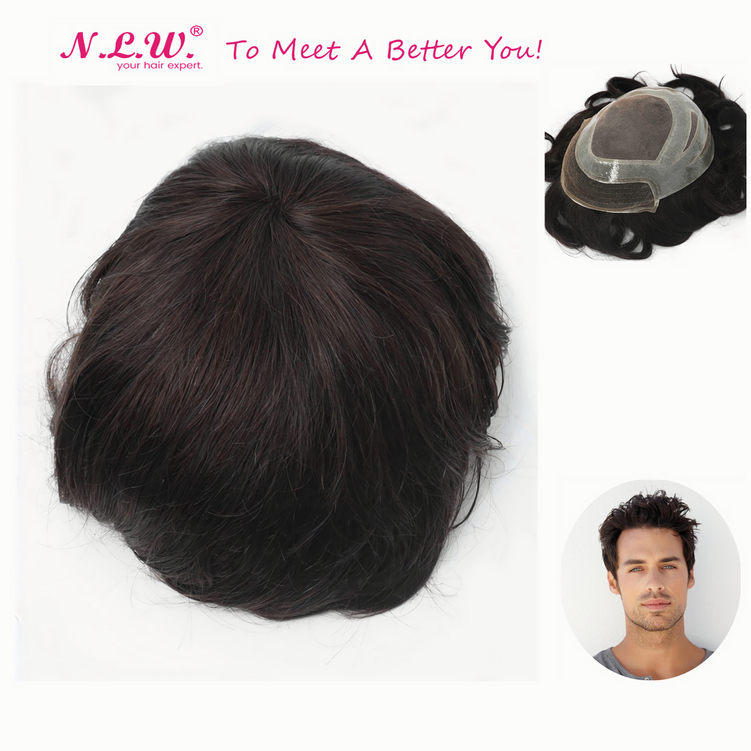 Nlw Toupee For Men Hair Pieces Fine Mono With Thin Skin And Lace Front Toupee Hair Replacement 6704