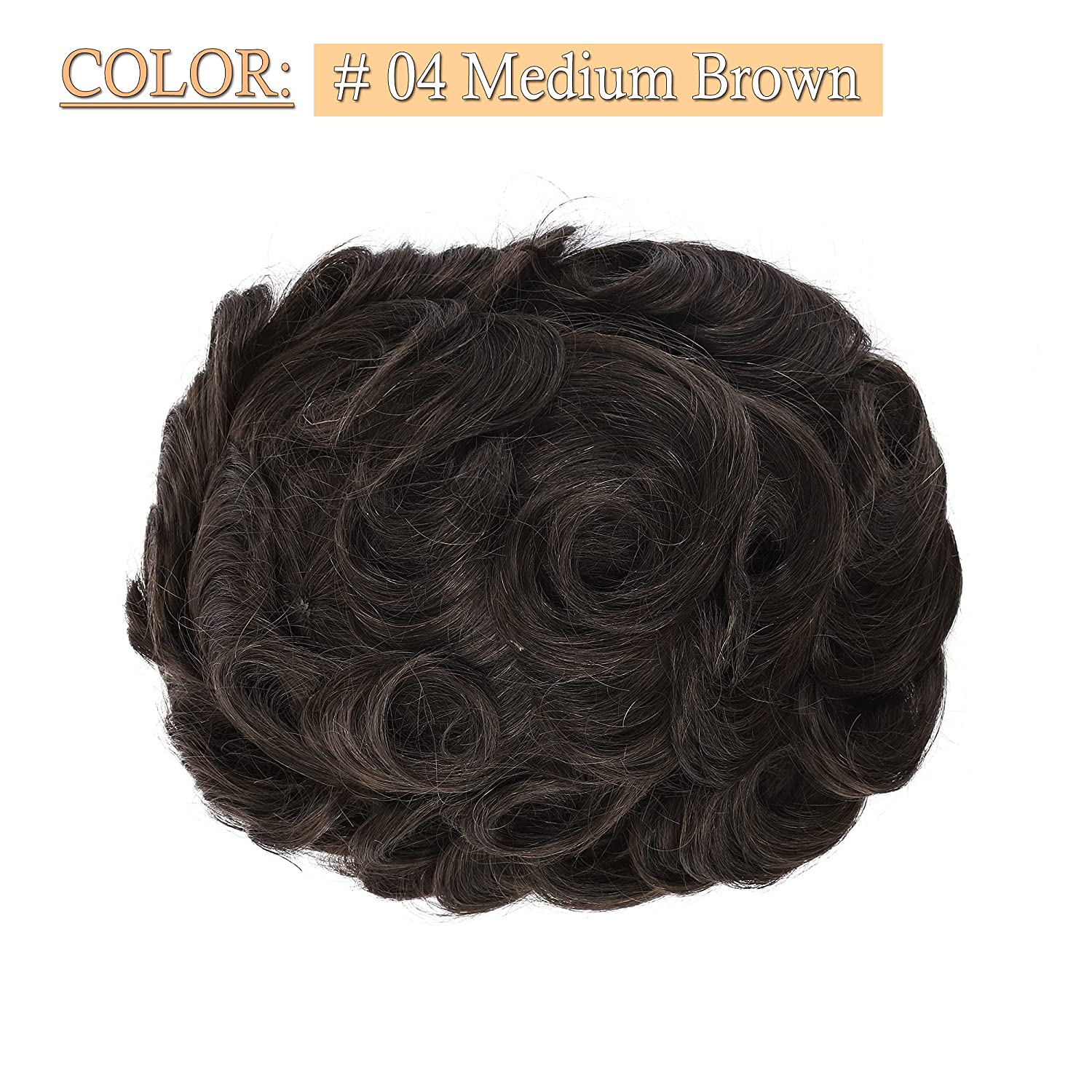 N.L.W. Curly Swiss Lace Mens Toupee Human Hair Topper Hairpiece for Men ...